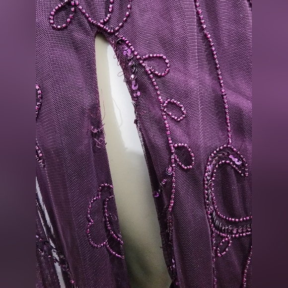 Adrianna Papell platinum evening gown merlot purple bridal women's size 12 - Picture 11 of 16